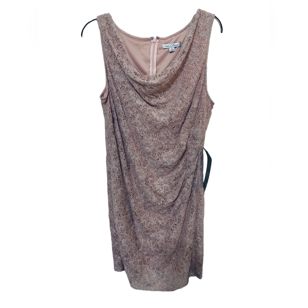 (1592) Simply Liliana Blush Pink Ruched Lace Cocktail  Dress Size 14